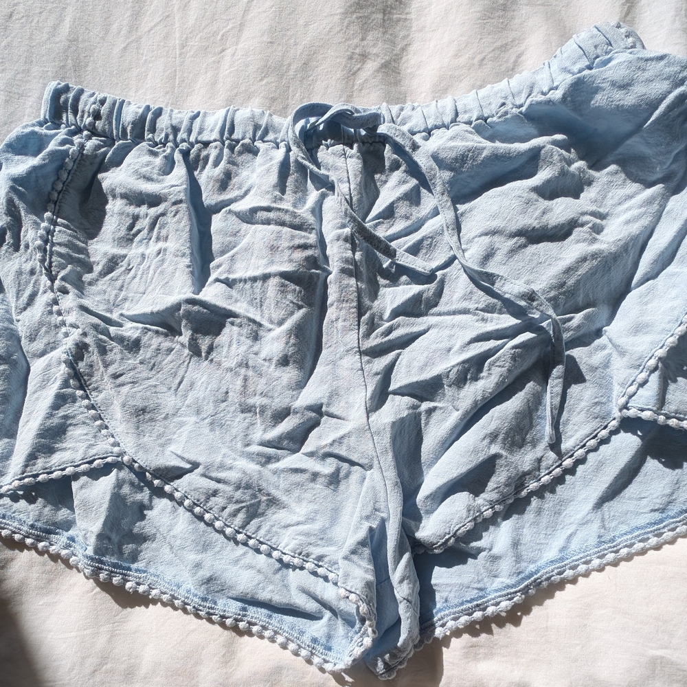 Light Blue Drawstring Shorts